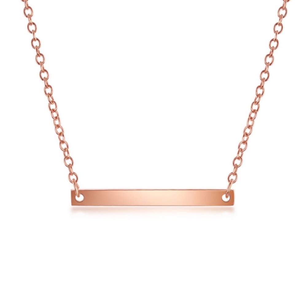 14kt Rose Gold Small Bar Necklace Engravable